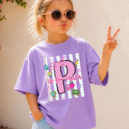 Custom Alphabet Name Letter Shirt, Coquette Bow Shirt, First Day of School Gift, Preschool Kindergarten T-Shirt, Back To School Toddler Tee 8777331c-4f78-4958-b155-6526b114954a-4.png