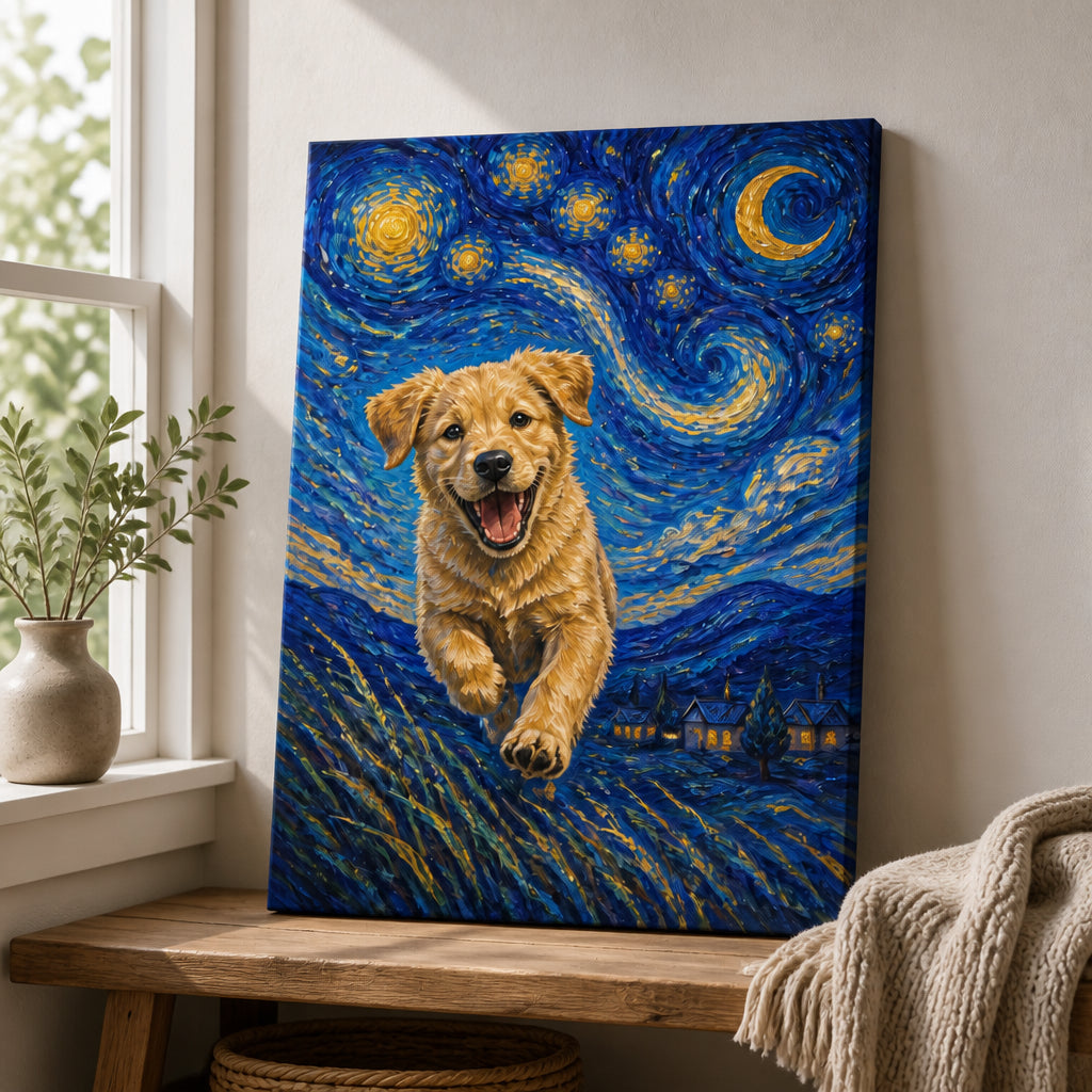 Joyful Pup Under a Swirling Night Sky Canvas - Personalized Canvas 8780bd2a-f25e-4b11-958d-b4e215ebd802.jpg