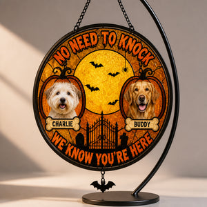Halloween No Need To Knock Doormat – 2 Pet Photos & Names - Personalized 1 Layered Suncatcher with Charm 8785484b-b1a7-42e8-ad55-3f3f147e8dc2.jpg
