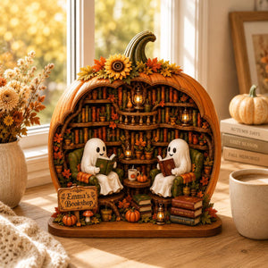 Personalized Reading Ghost Halloween Wood Sign, Book Stack Pumpkin BookShelf Decor, Reading Nook Gift For Book Lovers, Cozy Library Display 8798c7ba-df79-4481-894e-58278419e8d1-3.jpg