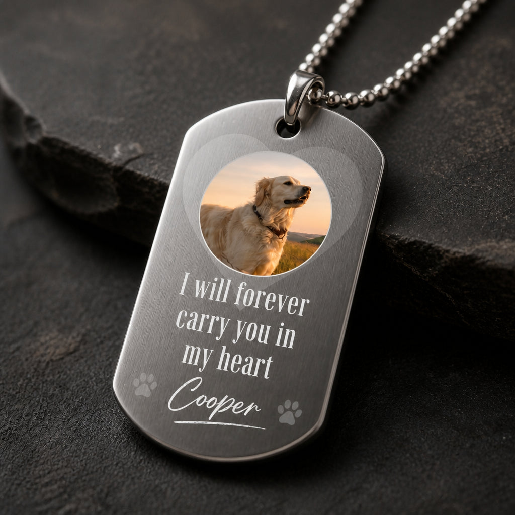 Pet Memorial Photo Dog Tag Necklace – I Will Forever Carry You In My Heart - Personalized Dogtag Necklace 87a78b20-3e16-4fb2-9829-605fa88b24f1.jpg
