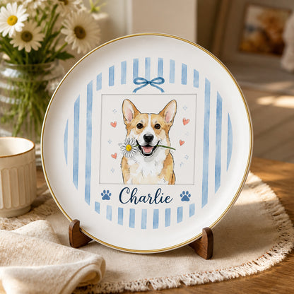 Custom Pet Watercolor Plate with Name – Cameo Laurel Edition - Personalized Personalized Ceramic Plate 87cee35c-a6f6-49eb-81b6-2070711cf5d6.jpg