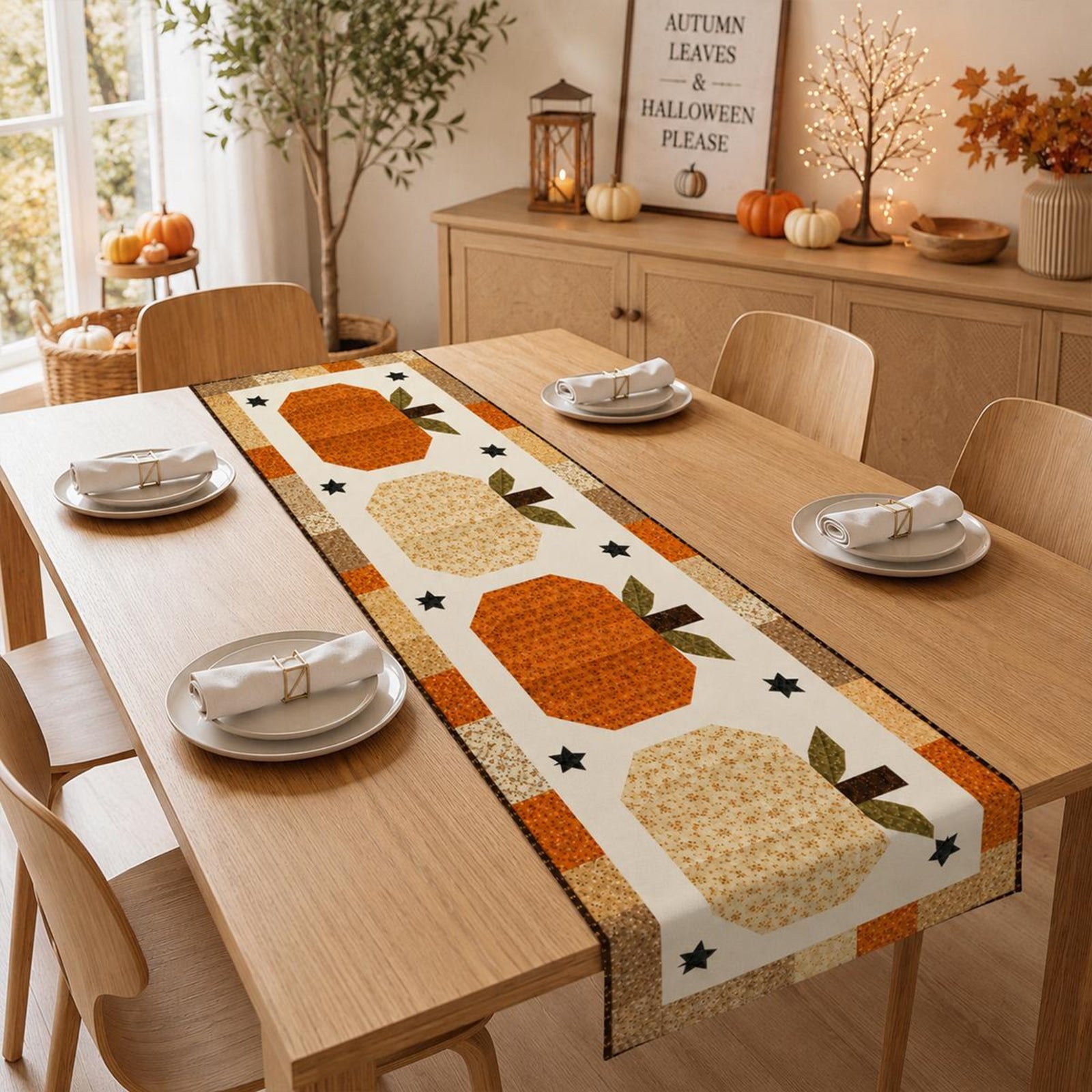 Pumpkin Table Runner, Fall Harvest Autumn Thanksgiving Decor 87cf0bc8-6b8a-4ef6-ae8e-826f53a7dcac-1.jpg
