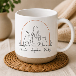 Minimal Line Art Pet Mom Mug – 3 Name Personalization - Personalized Pottery Mug 87d5eae3-7670-4290-9402-245189d86abf.jpg