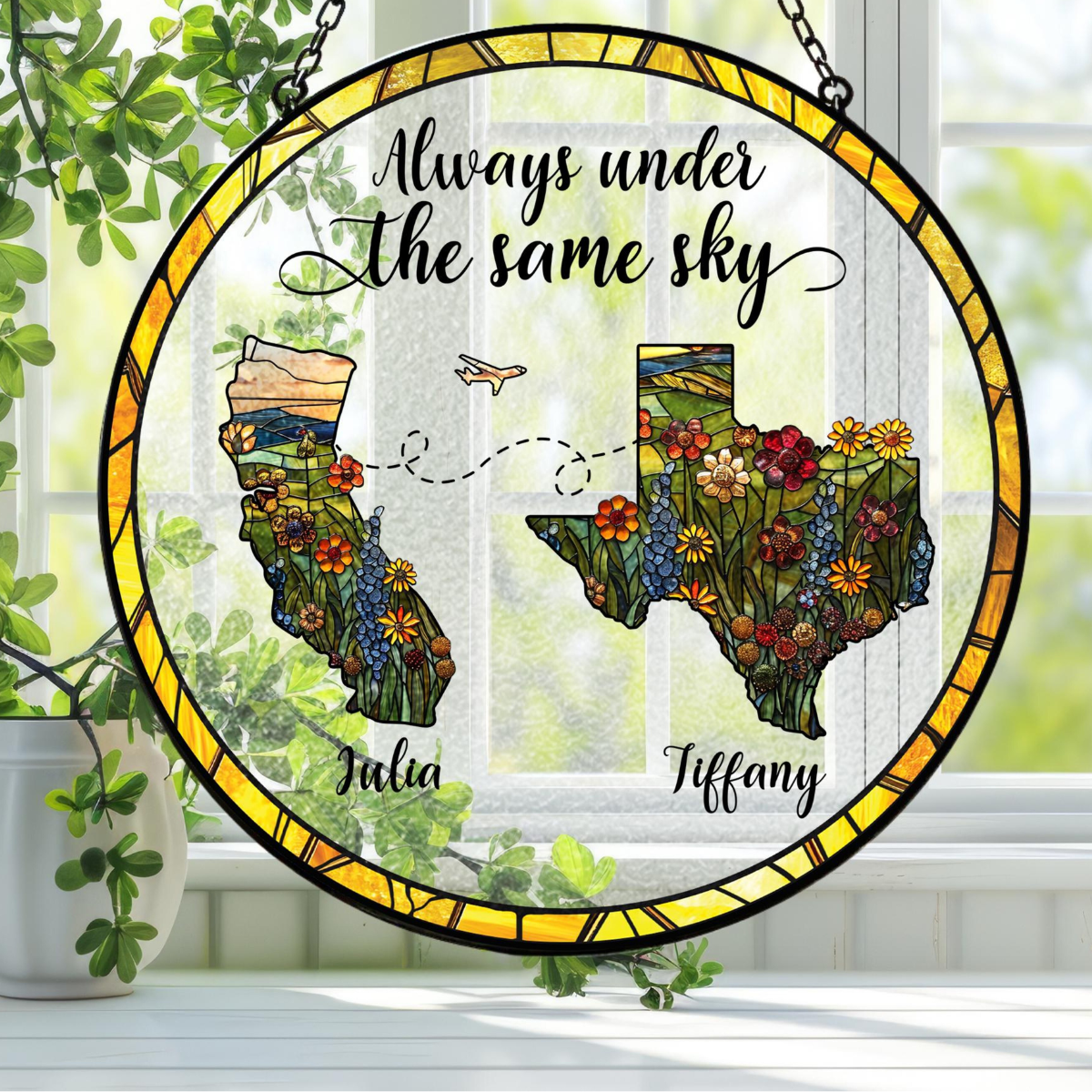 Personalized Long Distance Friendship Stained Glass Suncatcher, State To State Family Gift, Gift for Besties 87e52490-a6c8-4d53-b75f-3a6422de50ae-2.png