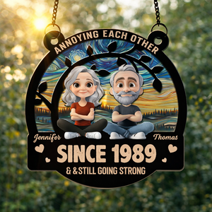 Annoying Each Other And Still Going Strong Doll Couple - Personalized Suncatcher Ornament - Gift For Couple, Anniversary Gift