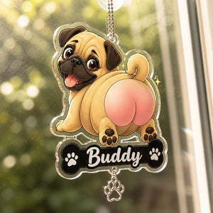 Pug Butt Car Vent Clip – Custom Pet Name - Personalized 1 Layered Suncatcher with Charm 88070bd5-dc11-464c-a905-43e9bdb8c04a.jpg