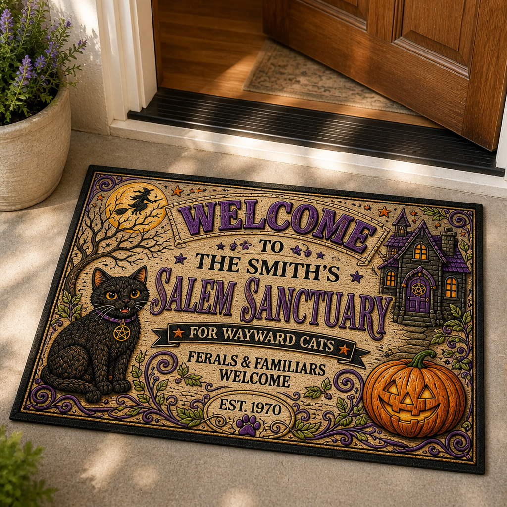 Welcome to the [Name]'s Salem Sanctuary Doormat — Personalized Name & Year - Personalized Doormat 8815037f-3a74-4736-b8ac-81fe352ebb0b.png
