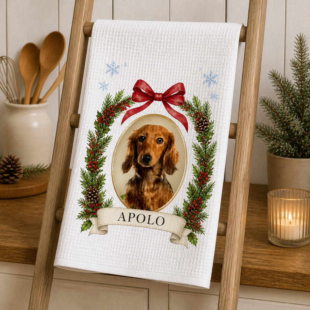 Holiday Pet Photo Cameo Kitchen Towel - Personalized Kitchen Towel 881be31e-ddf5-48ac-a033-c045d2d1c0ca.jpg
