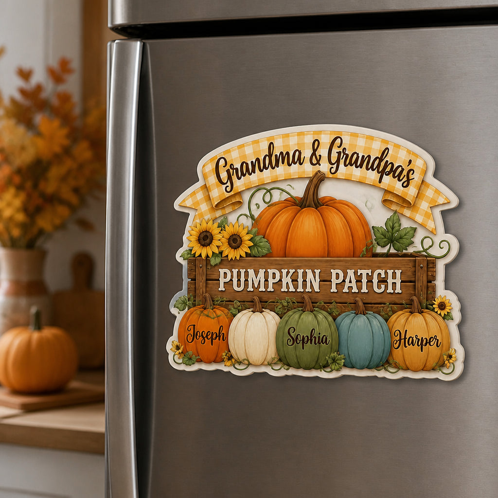Grandma & Grandpa's Pumpkin Patch Custom Name Fridge Magnet - Personalized Custom Shape Fridge Magnet 8822c51f-1e9e-4fdf-87bd-5e0243b8f2ba.jpg