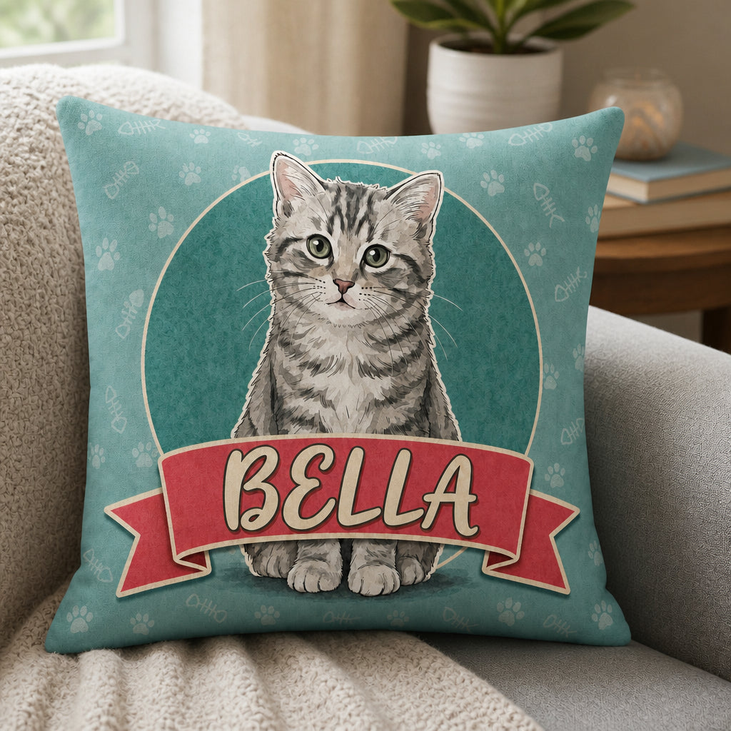 Custom Pet Portrait Pillow with Name Banner & Paw-Print Pattern - Personalized Pillow 8825df12-69b4-4ff2-a095-3fc18ff8bd60.jpg