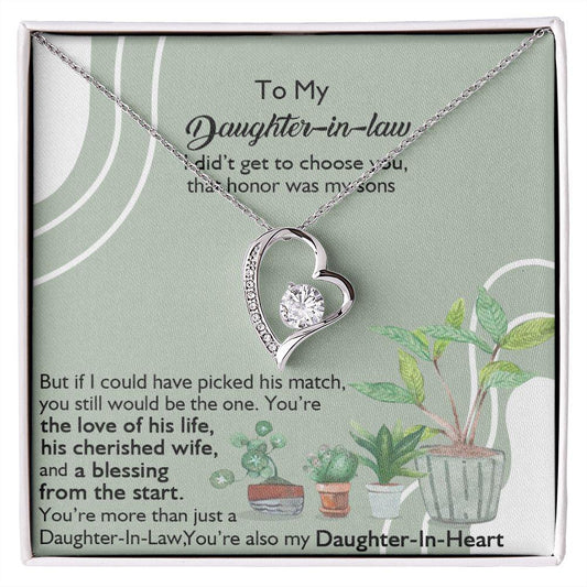 To My Daughter In Law You're Also My Daughter In Heart Necklace With Message Card, Gift For Daughter, Meaningful Gift, Love From Mom. 887.jpg