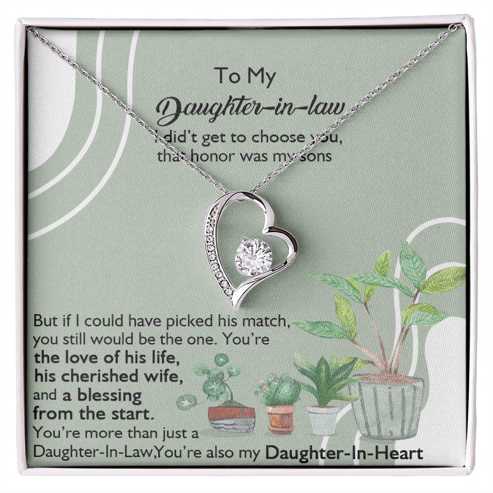 To My Daughter In Law You're Also My Daughter In Heart Necklace With Message Card, Gift For Daughter, Meaningful Gift, Love From Mom. 887.jpg