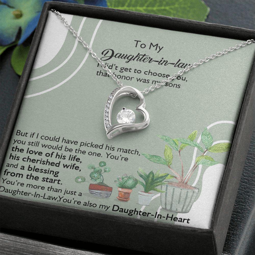 To My Daughter In Law You're Also My Daughter In Heart Necklace With Message Card, Gift For Daughter, Meaningful Gift, Love From Mom. 889.jpg
