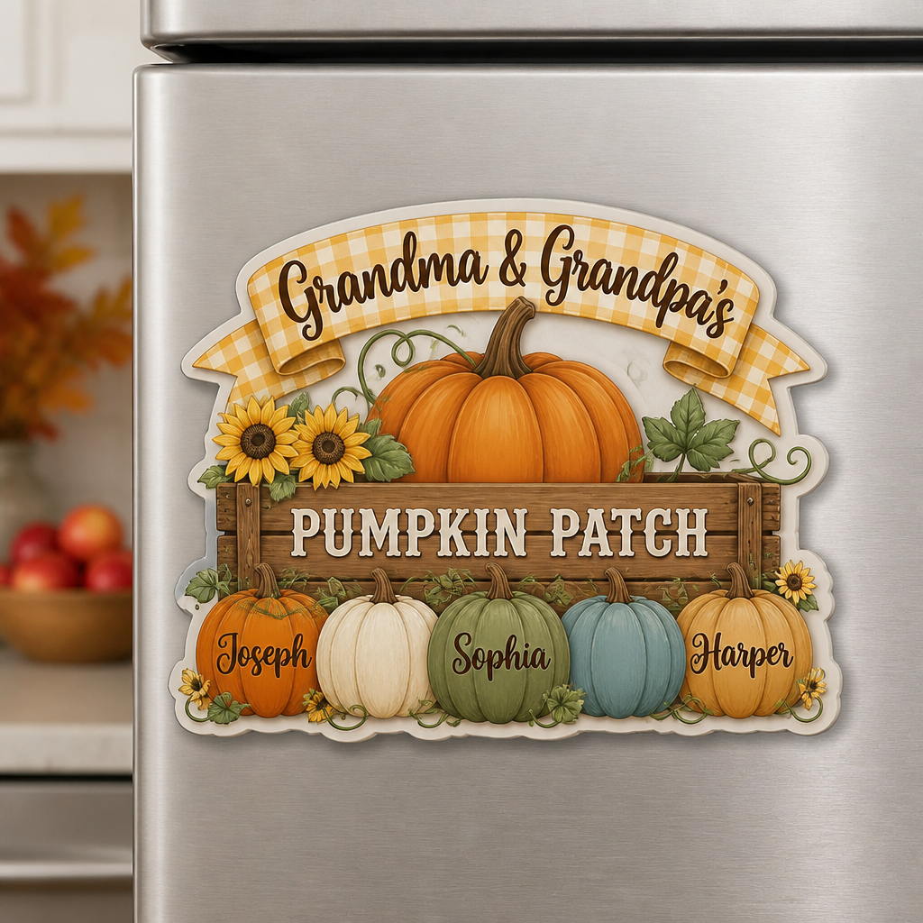 Grandma & Grandpa's Pumpkin Patch Custom Name Fridge Magnet - Personalized Custom Shape Fridge Magnet 88b2c8fe-47e0-42d1-849f-2a1eeeda22c8.png