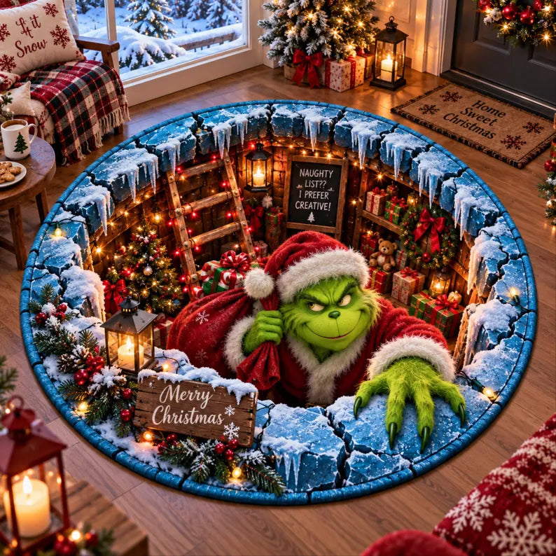 Green Monster Christmas Round Rug, Christmas Green Round Fannel Door Mat, Xmas Home Decor, Christmas Decor Winter Wonderland Gift 88b8cc09-7fe3-4f55-8bea-fa406a6e50fb-vccccccccc-1-.webp