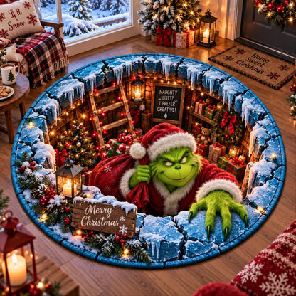 Green Monster Christmas Round Rug, Christmas Green Round Fannel Door Mat, Xmas Home Decor, Christmas Decor Winter Wonderland Gift 88b8cc09-7fe3-4f55-8bea-fa406a6e50fb-vccccccccc-1-.webp