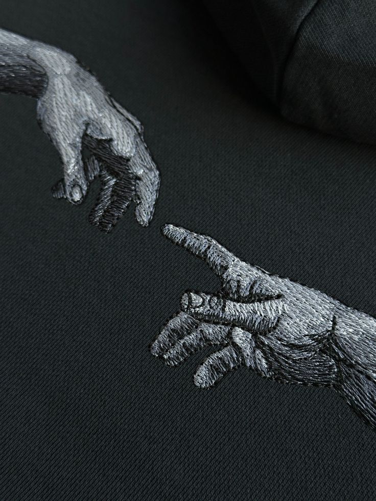 The Creation of Adam embroidery Hoodie