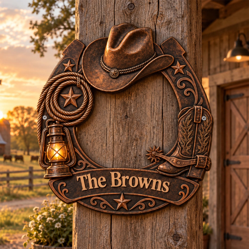 Personalized Freeform Western Cowboy Metal Sign, Rustic Horseshoe Front Door Decor, Ranch Housewarming Gift 88e74f58-e649-4ab4-bbf2-d3924c9d232e-qs1.webp
