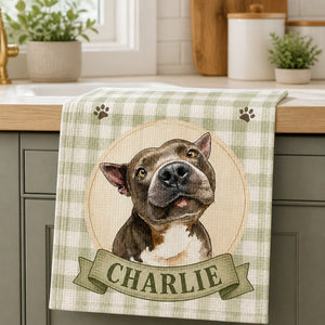 Custom Pet Watercolor Kitchen Towel – Gingham Medallion - Personalized Kitchen Towel 88fcabbb-876d-4564-bf84-da9163194d18.jpg