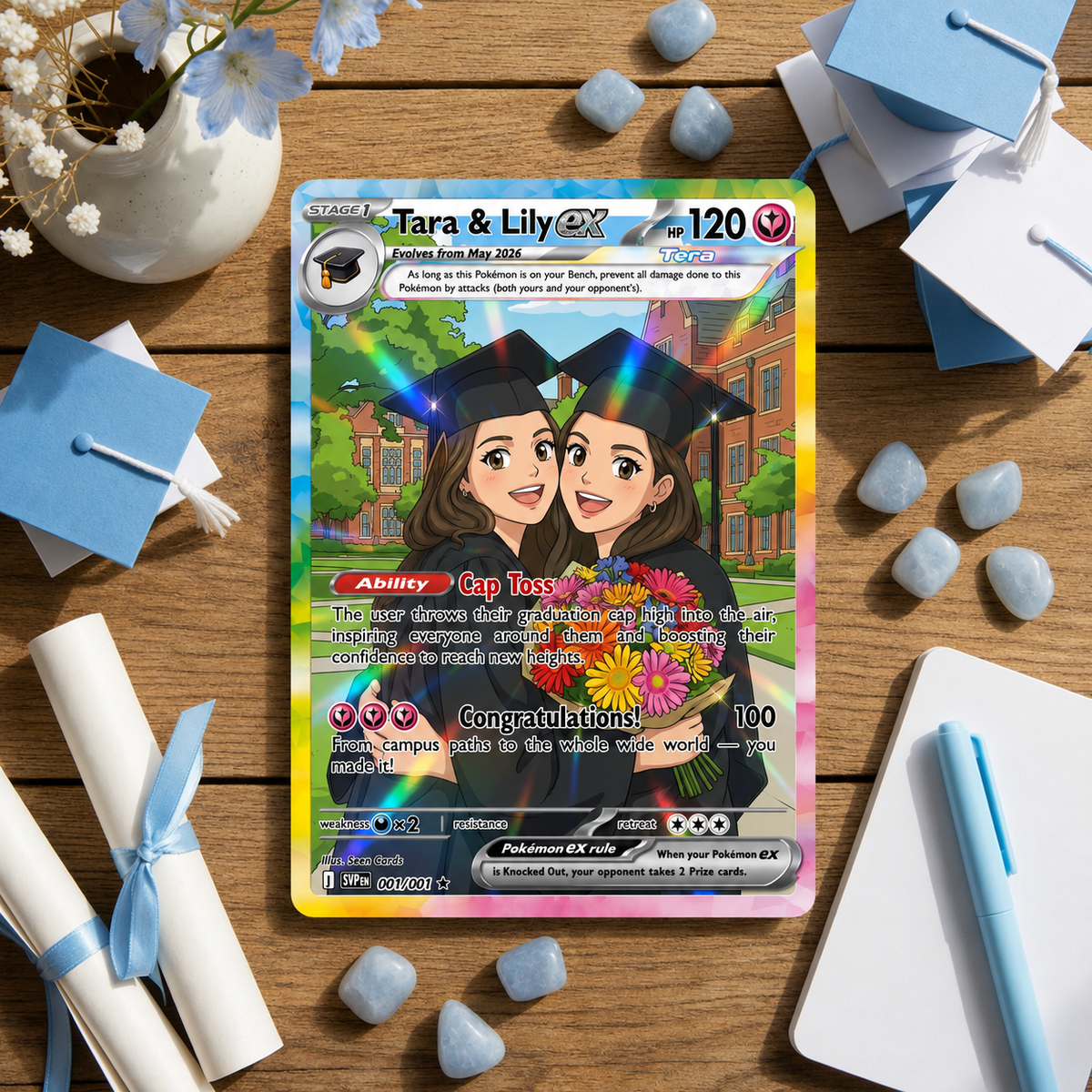 Custom Holographic Poke Style Trading Card Personalized Graduation Gift, Best Friend Printed Anime Portrait Keepsake 2026