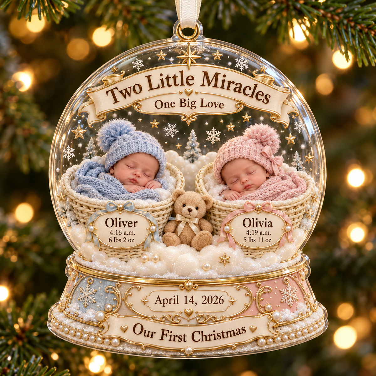 Personalized Twins’ First Christmas Ornament 2026 – Custom Names & Birth Stats, Two Little Miracles Keepsake, Gift for Twin Parents 89200bfe-2a69-441d-9e72-3830f56d1be4-Two-Little-Miracles-Christmas-Ornament.png