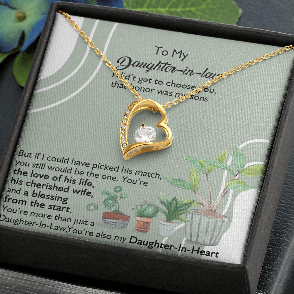 To My Daughter In Law You're Also My Daughter In Heart Necklace With Message Card, Gift For Daughter, Meaningful Gift, Love From Mom. 892.jpg