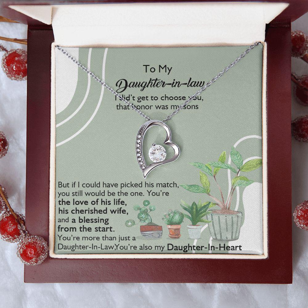 To My Daughter In Law You're Also My Daughter In Heart Necklace With Message Card, Gift For Daughter, Meaningful Gift, Love From Mom. 893.jpg