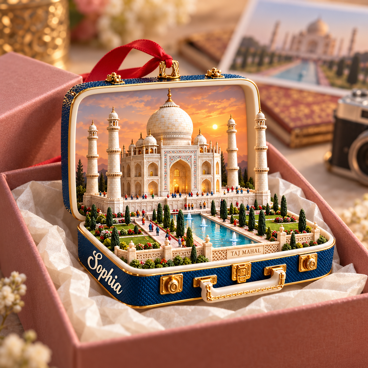 Personalized 3D Taj Mahal Suitcase Christmas Ornament – Agra India Travel Souvenir & Gift for India Lovers 8940ea82-867f-4b94-8581-ceef198ec8f8-a015e035-a9a2-4d88-8224-8ac0df599a42.png