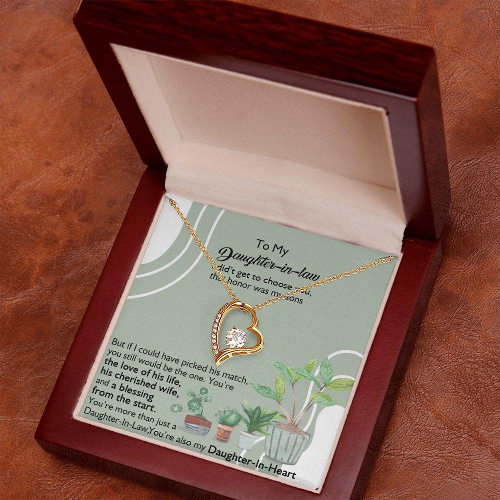 To My Daughter In Law You're Also My Daughter In Heart Necklace With Message Card, Gift For Daughter, Meaningful Gift, Love From Mom. 894.jpg