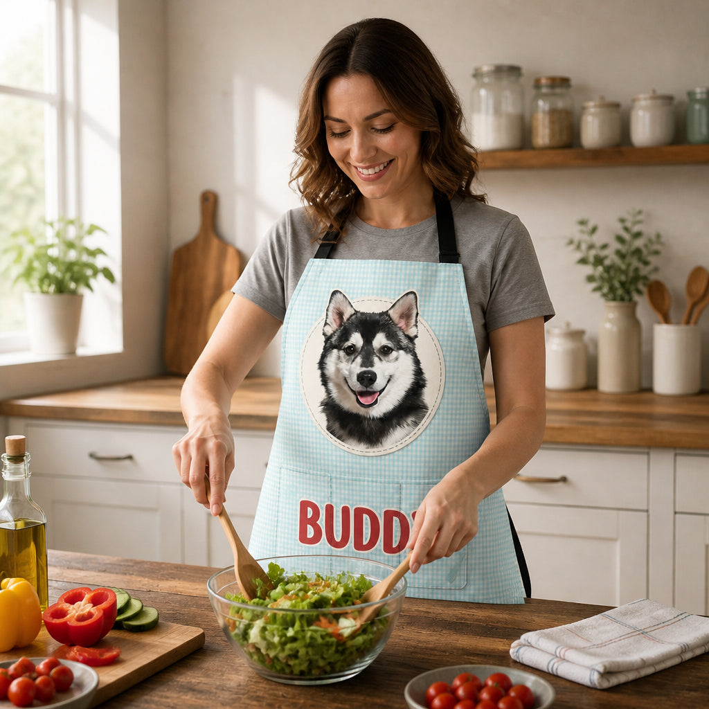 Custom Pet Photo + Name Apron – Gingham Badge - Personalized Apron 894b5c67-2d02-4eb1-9c4c-4868c5d9f783.jpg