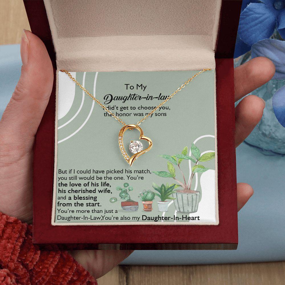 To My Daughter In Law You're Also My Daughter In Heart Necklace With Message Card, Gift For Daughter, Meaningful Gift, Love From Mom. 895.jpg