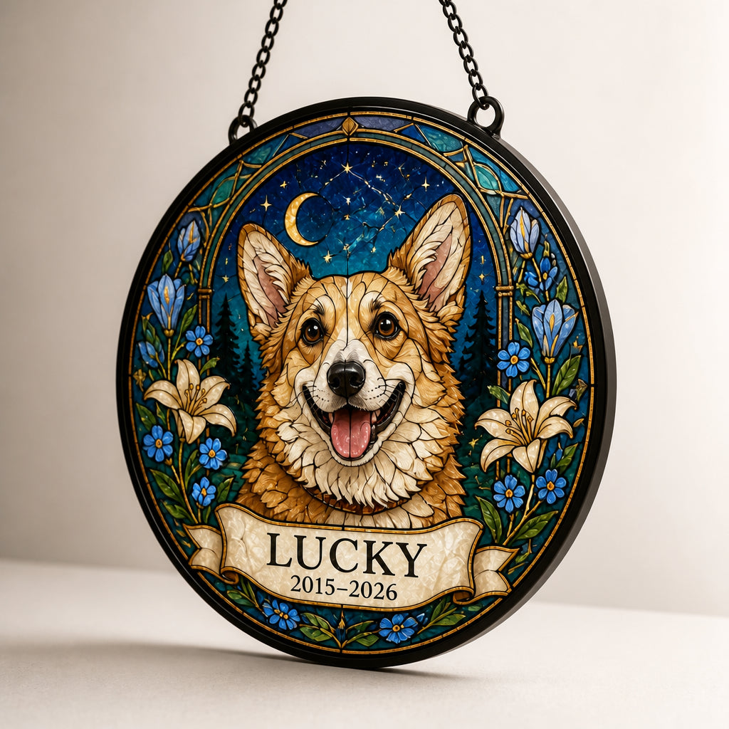 Custom Pet Memorial Stained-Glass Suncatcher – Photo, Name & Years - Personalized Suncatcher Ornament 897a778d-3a43-4ad1-87a4-bac8db35ae9d.jpg