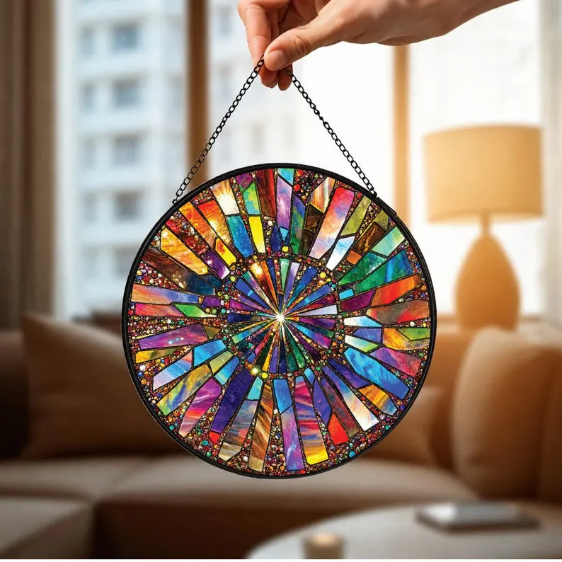 Rainbow Burst Stained Glass Suncatcher, Colorful Window Hanging, Abstract Glass, Boho Home Decor, Prism Sun Catcher Gift 897bc984-1c70-491f-8784-a59edecbcb79-dfdf-12-.webp