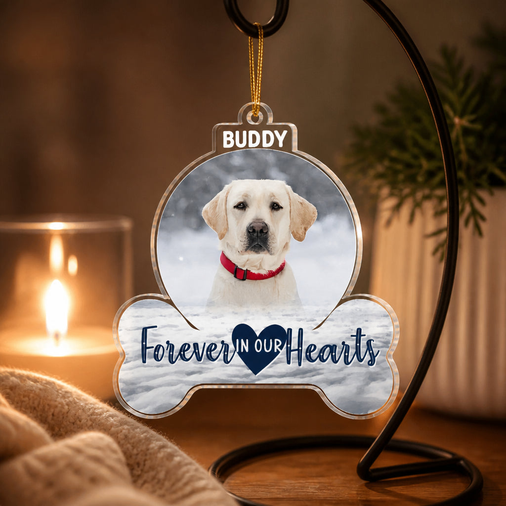 Pet Memorial Photo Ornament – Forever In Our Hearts - Personalized Shape Ornament 8996c134-6386-43da-adce-6c8b41a800b3.jpg