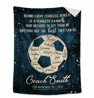 Personalized Thank You Soccer Coach Gift Custom Fleece Blanket, End Of Season Gift Ideas For Soccer Coach