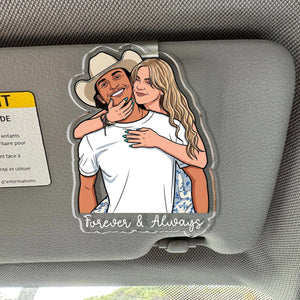 Personalized Portrait From Couples Photo Sun Visor Clip, Custom Photo Couples Car Visor Clip, Anniversary Gift For Him, Gift For Boyfriend 89acabc9-5cdc-4356-8123-6305a7c0918e-2.jpg