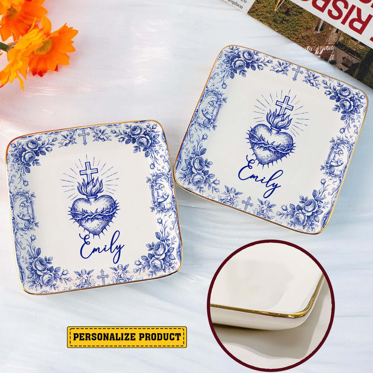 Personalized Sacred Heart and Cross Jewelry Dish, Custom Name Catholic Gift, First Communion Trinket Dish, Confirmation Baptism Ring Tray 89bb0822-f1e9-481e-a296-956657a7f3b4-3.jpg