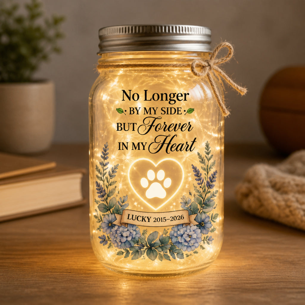 Pet Memorial Mason Jar Light – No Longer By My Side (Name & Years) - Personalized Mason Jar Light 89e42a97-04c7-4751-89b1-4b04e6bb3861.jpg