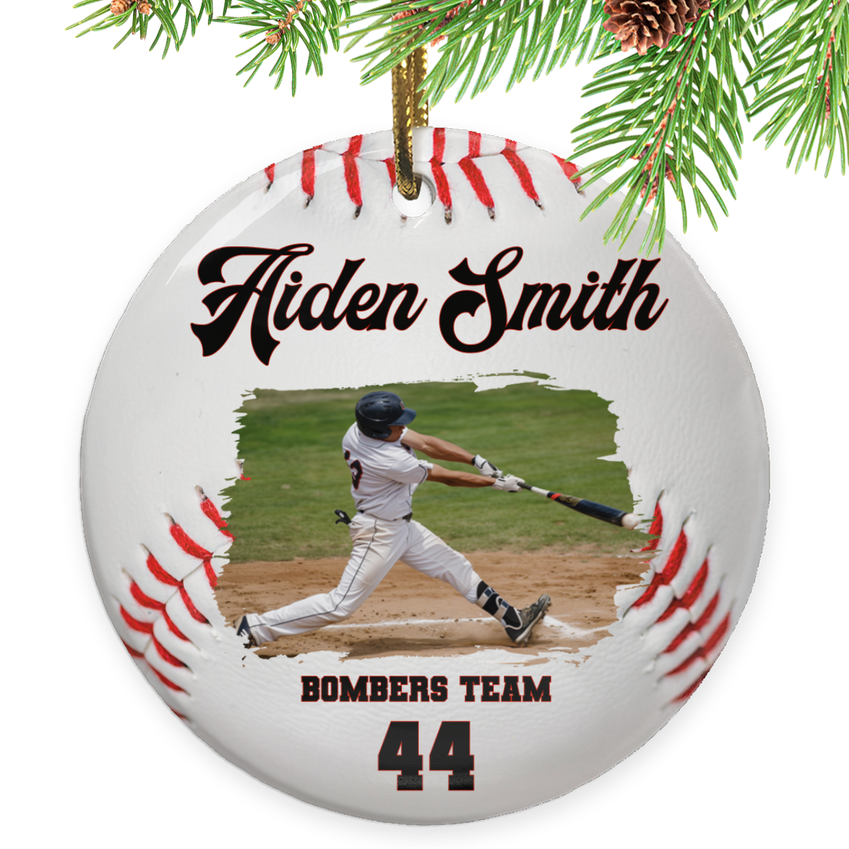 Personalized Baseball Photo Ornament, Baseball Christmas Ornaments, Gift for Baseball Player
