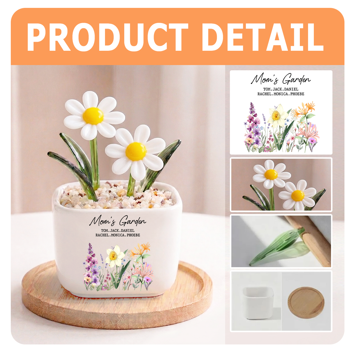 Grandma's Garden Personalized Glass Everlasting Flowers