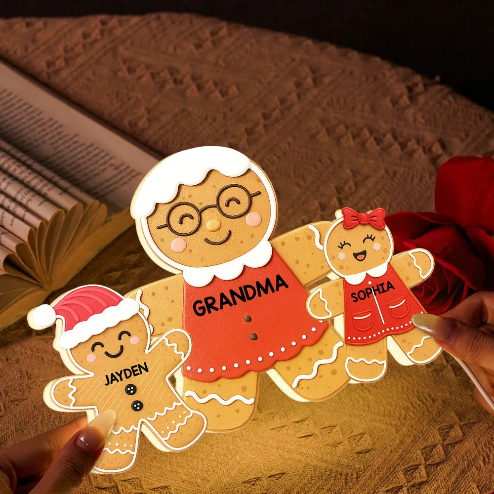 Grandma Perfect Batch Gingerbread Grandkids - Personalized Acrylic Light Box - Christmas Gift For Grandmas