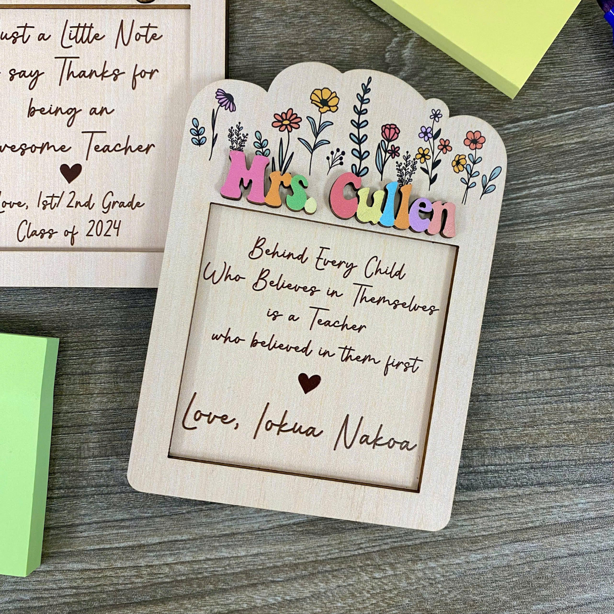 Sticky Note Holder Teacher Gift, Post Note Holder for Teacher Appreciation Gift, Notes Holder Teacher Name Gift, Teacher Gift for Desk