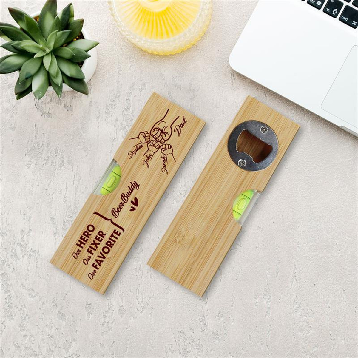 Dad Our Fixer Our Hero - Personalized Bottle Opener - Gift For Dad, Father's Day, Birthday Gift