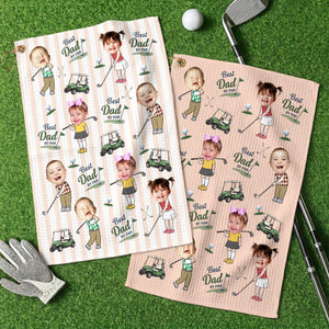 Personalized Baby Photo Golf Towel for Dad, Kids Photo Golf Towel, Best Dad By Par Towel, Fathers Day Gift For Husband, Golf Dad Gift