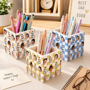 Personalized Baby Face Photo Building Block Pen Holder, Best Dad Ever Puzzle Block, New Dad Gift, Fathers Day Gift For Dad, Papa