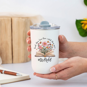 Personalised Teacher Tumbler with Name, Custom Wine Cup, Insulated Travel Mug, Iced Coffee Cup, Thank You Gift, Teacher Appreciation Gift