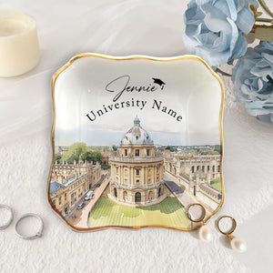 Custom University Campus Jewelry Dish, Personalized College Graduation Gift, School Logo Ring Dish, Graduate Keepsake,Grad Gift for Daughter