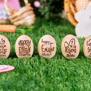 Personalized Engraved Easter Eggs Custom Easter Basket Fillers Wooden Egg Shaker Baby First Easter Table Centerpiece Decor Memory Keepsakes