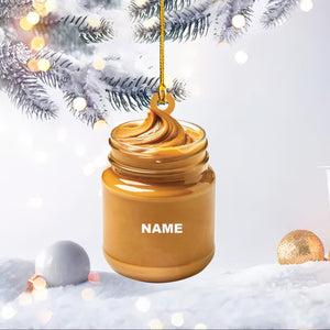 Personalized Peanut Butter Ornament, Peanut Butter Christmas Decor, Peanut Butter Car Decor, Xmas Peanut Butter Lover Gift